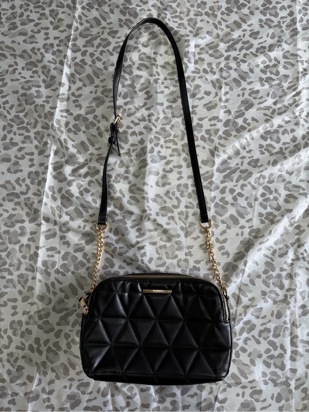 ALDO Black Quilted Crossbody Bag with Gold Chain